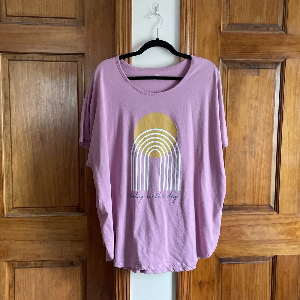 NWOT Wonderly Studio Athletic/Athleisure Good Day Pink T-Shirt Size 3X